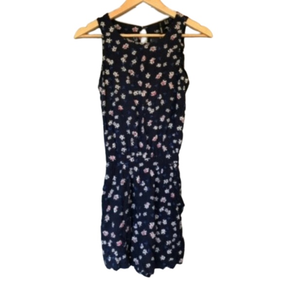 Mango ROMPER floral blue sleeveless shorts XXS - Picture 4 of 8